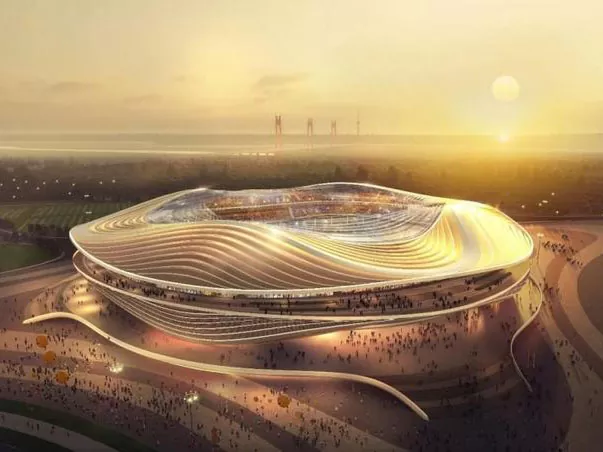Didelės stadiono plieno konstrukcijos