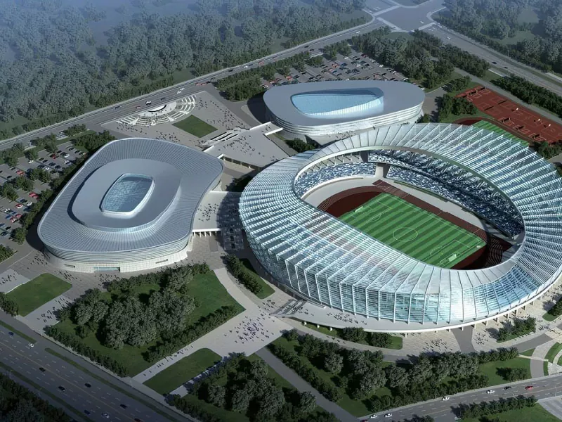 Plieninė sporto centro komplekso struktūra